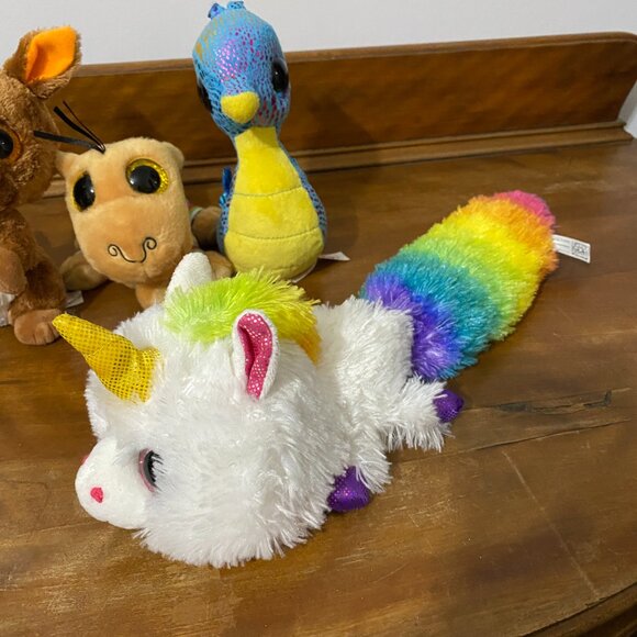 Lot of 4 plushes-3 TY Beanie Boos and 1 Fiesta Fursian Rainbow Unicorn - Picture 11 of 11